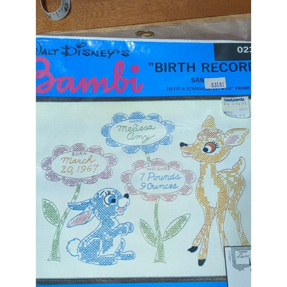 Paragon Needle Kit Walt Disney's Bambi Birth Record  Sealed New Vintage  1967
